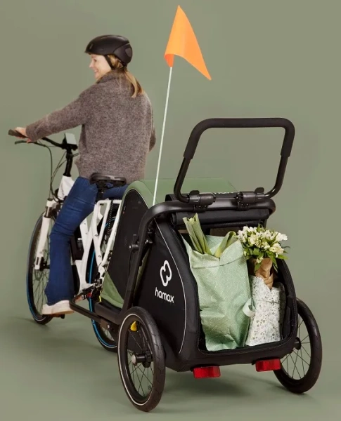 HAMAX Pluto M - przyczepka rowerowa dla psa do 35 kg | Green/Black