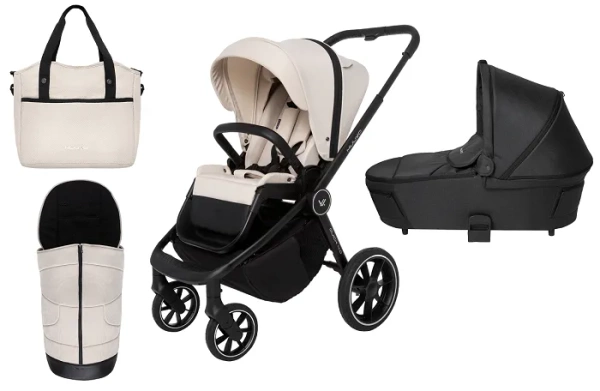 MUUVO Quick 4.0 - wózek wielofunkcyjny, zestaw 2w1 z gondolą 3.0 | Desert Sand + Jet Black