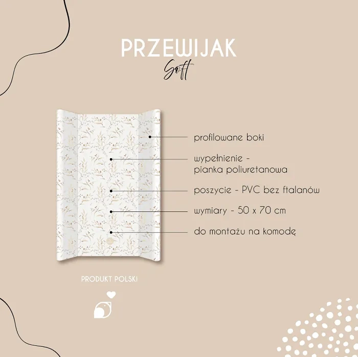 YOONCO - przewijak miękki, tapicerka 50x70 cm na komodę | Sarenka Hello Baby