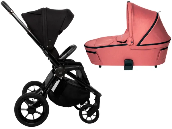 MUUVO Quick SE 2 - wózek wielofunkcyjny, zestaw 2w1 z gondolą Quick 3.0 | Chromium Black + Pure Pink (+ ADAPTERY)