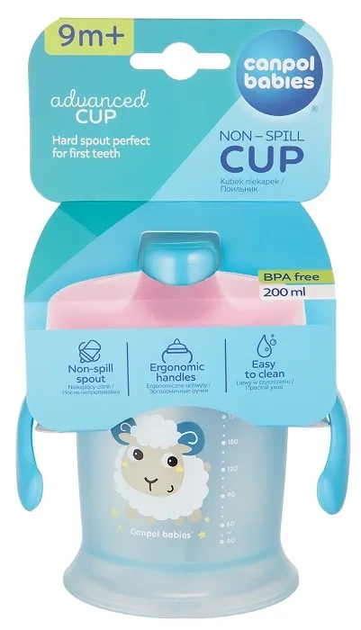 CANPOL BABIES Bunnny&Company - kubek niekapek twardy ustnik 200 ml | Niebieski