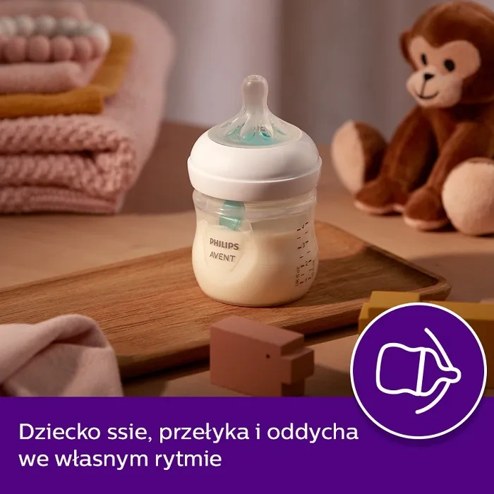 PHILIPS AVENT Natural Response - butelka z nakładką antykolkową AirFree 125 ml | 0 m+