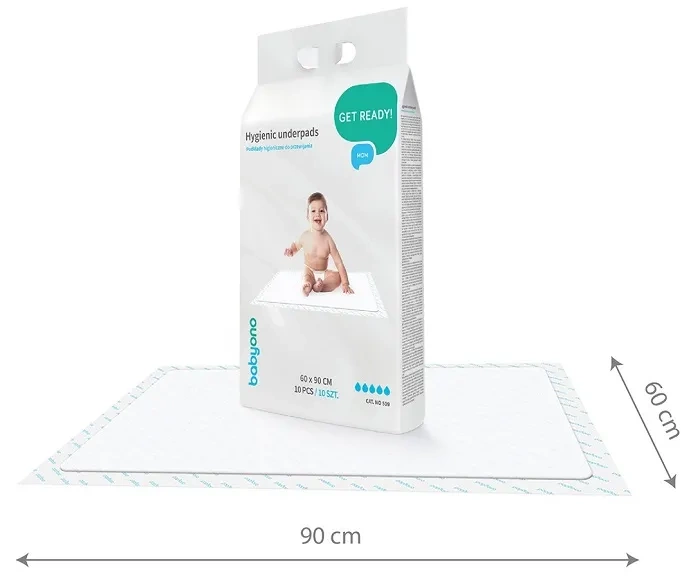 BABYONO - uniwersalne podkłady higieniczne 90x60 cm | 10 szt.