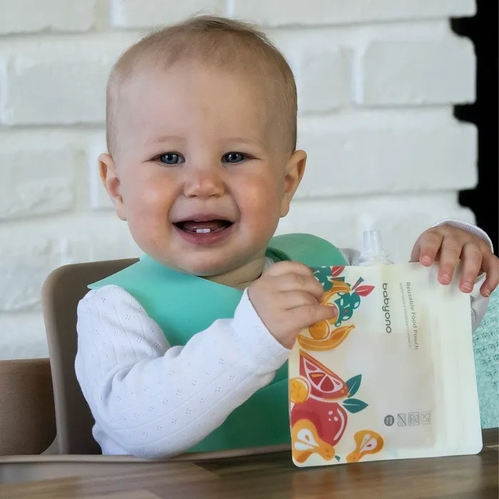 BABYONO - wielorazowe saszetki na mus, kaszkę, deserek | 5 szt.