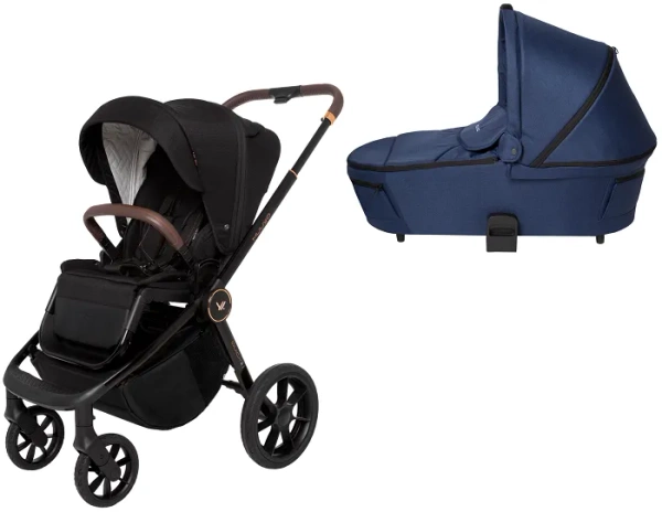 MUUVO Quick SE 2 - wózek wielofunkcyjny, zestaw 2w1 z gondolą Quick 3.0 | Sunset Black + Azure Blue (+ ADAPTERY)