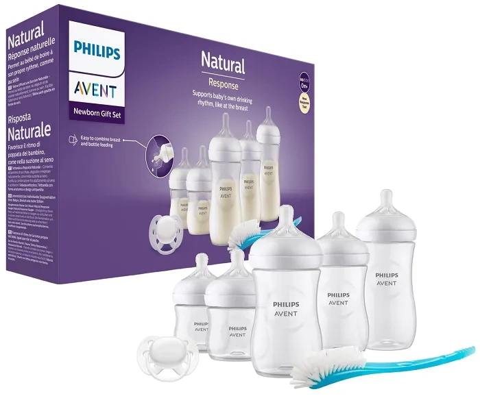 PHILIPS AVENT Natural Response - zestaw: 5 butelek + smoczek + szczotka | 0 m+