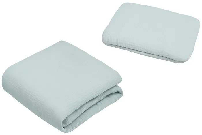 YOONCO - muślinowy komplet: kołderka 80x100 cm + poduszka 22x30 cm | Mięta