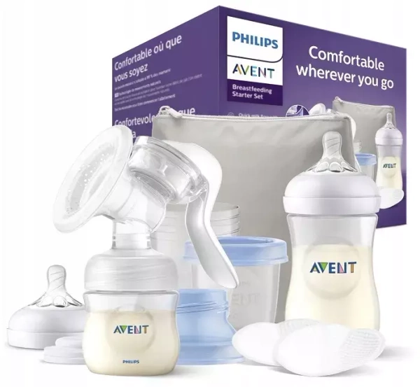 PHILIPS AVENT - laktator ręczny z butelkami, akcesoriami i etui