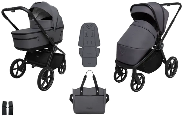 MUUVO Five - wózek wielofunkcyjny, zestaw 2w1 | Iron Graphite (+ ADAPTERY)