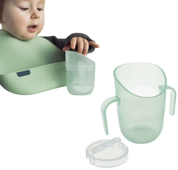 LOVI Genius - kubek treningowy z wkładką i uchwytami 150 ml | Pistachio