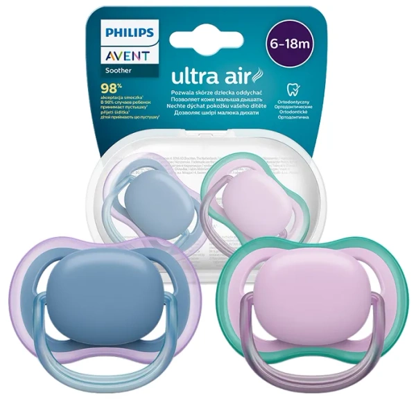 PHILIPS AVENT Ultra Air - smoczek ortodontyczny 2 szt. | 6-18 m