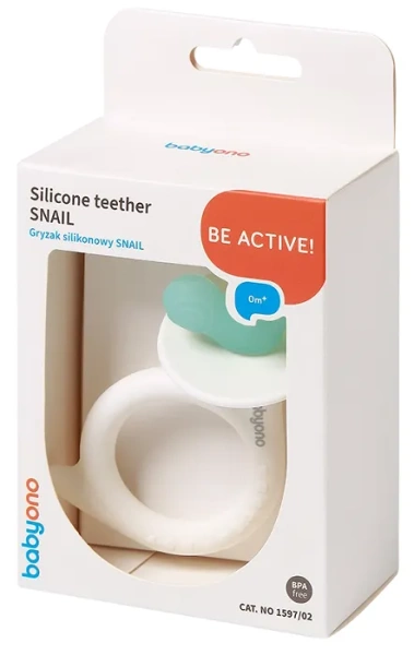 BABYONO - gryzak silikonowy Snail | Turkusowy