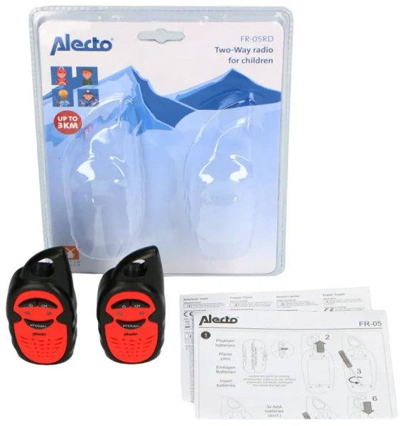 ALECTO FR-05CAMO - zestaw 2 krótkofalówek dla dzieci, zasięg do 3 km | Black/Red