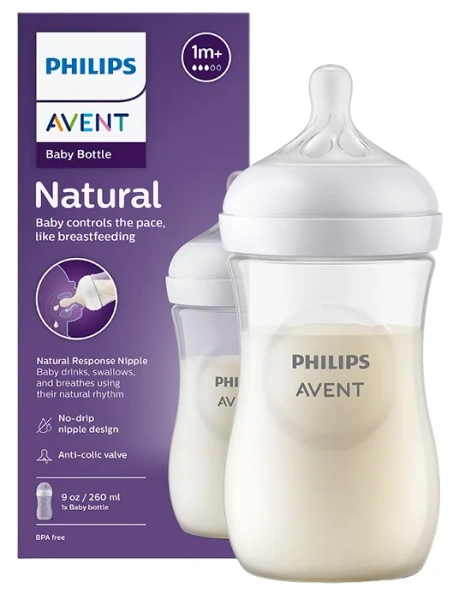PHILIPS AVENT Natural Response - responsywna butelka antykolkowa 260 ml + smoczek 2 szt. | 3 m+