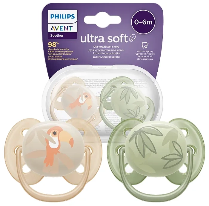 PHILIPS AVENT Ultra Soft - smoczek ortodontyczny 2 szt. | 0-6 m