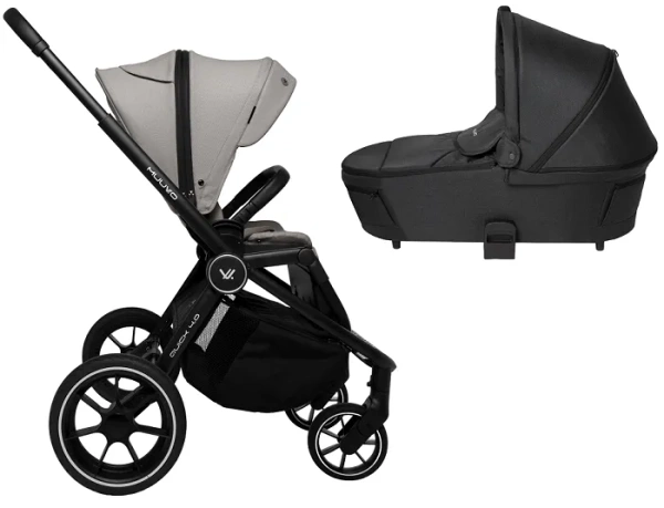 MUUVO Quick 4.0 - wózek wielofunkcyjny, zestaw 2w1 z gondolą 3.0 | Steel Grey + Jet Black
