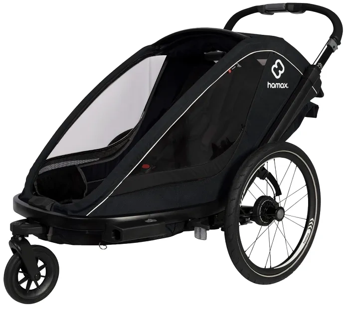 HAMAX Breeze - dwuosobowa przyczepka rowerowa z zestawem do biegania | Black