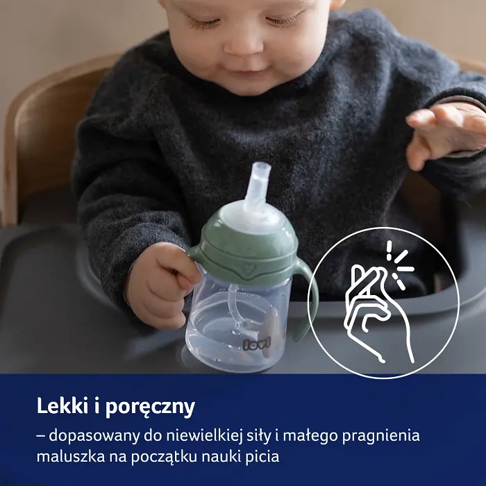 LOVI - pierwszy kubek ze słomką z odważnikiem 150 ml Green | 6m+