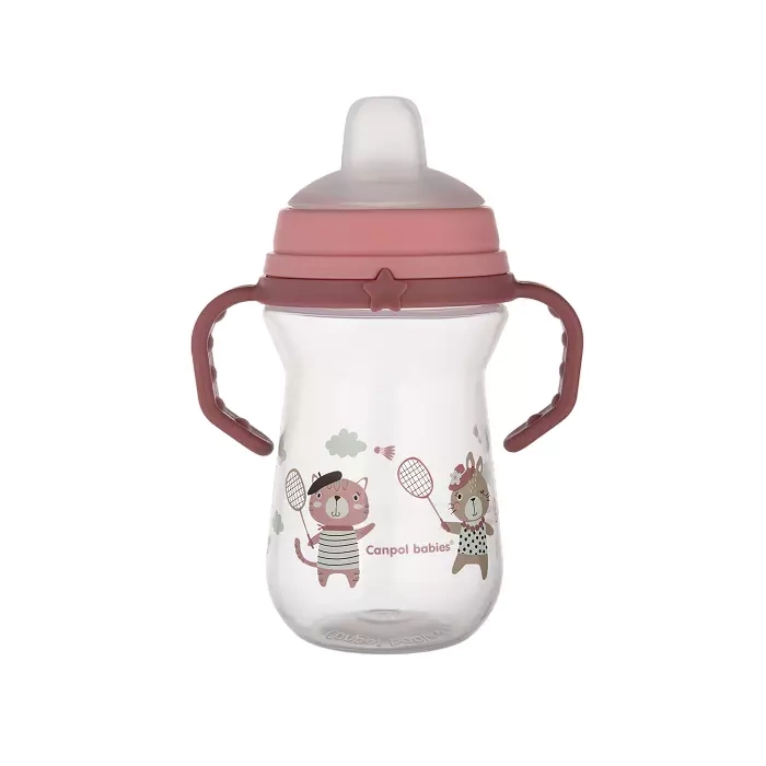CANPOL BABIES - kubek z silikonowym ustnikiem FirstCup 250ml | BONJOUR PARIS różowy