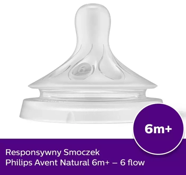 PHILIPS AVENT Natural Response - responsywny smoczek do butelki 2 szt. | 6 m+ KASZKA
