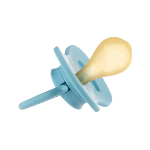 CANPOL BABIES - smoczek uspokajający kauczukowy 6-18m okrągły NUDE | niebieski