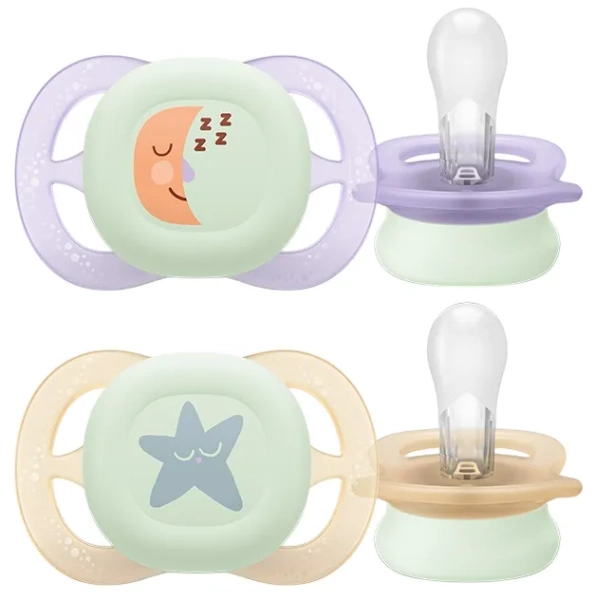 PHILIPS AVENT Ultra Start Nighttime - smoczek ortodontyczny 2 szt. | 0-2 m