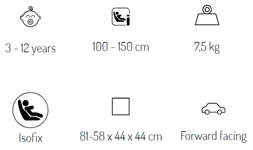 BECOOL Mars i-Size - fotelik samochodowy 100-150 cm | Iron