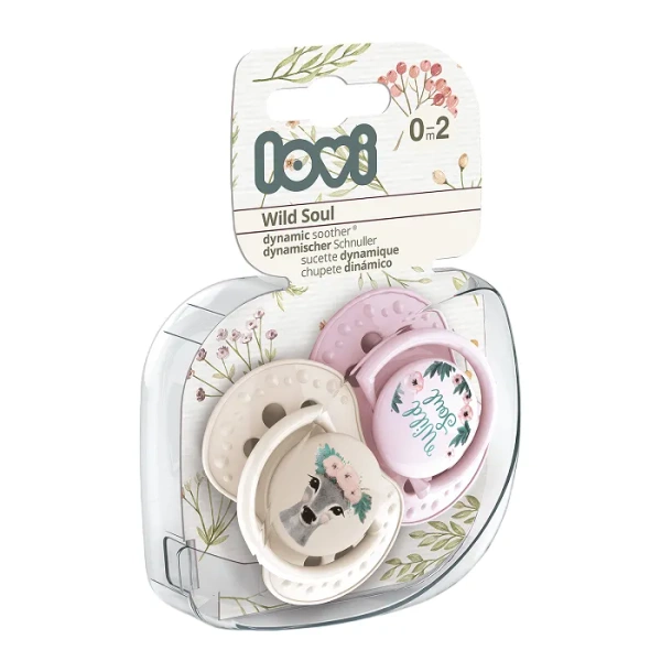 LOVI - smoczek silikonowy dynamiczny WILD SOUL GIRL 2 szt. | 0-2 m 