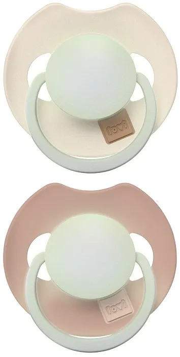 LOVI Prime Glow - 2 x smoczek silikonowy dynamiczny 6-18 m | Ivory/Blush
