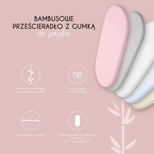 YOONCO - bambusowe prześcieradło do wózka 75 x 35 cm | Białe