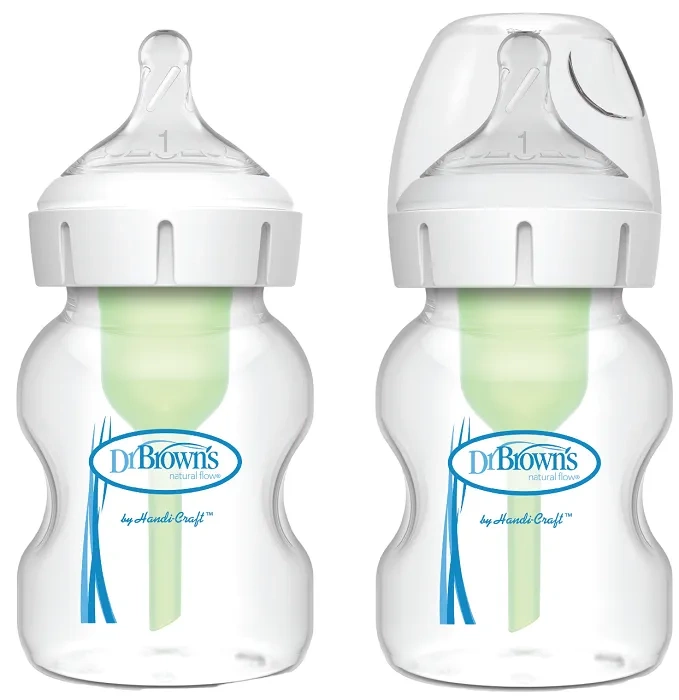 DR BROWN'S Options+ - 2 x antykolkowa, szeroka butelka 150 ml, poziom 1 | 0 m+