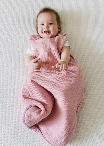 YOONCO - lekki, muślinowy śpiworek do spania dla niemowlaka | Brudny Róż