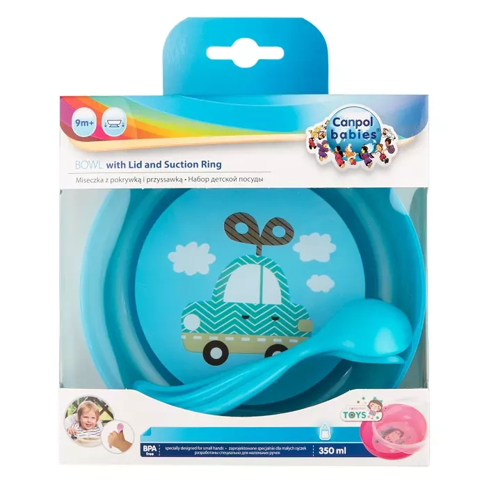 CANPOL BABIES - miska z pokrywką i sztućcami 350ml | TOYS