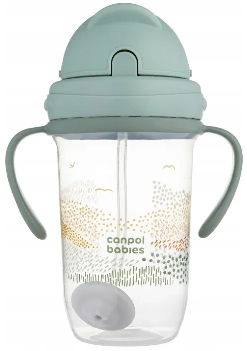 CANPOL BABIES Mountains - kubek niekapek z rurką i odważnikiem 270 ml | Zielony