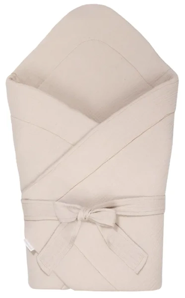 YOONCO - muślinowy rożek niemowlęcy z kokardą 75x75 cm | Beż