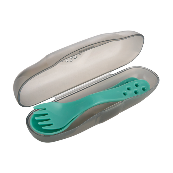 CANPOL BABIES - zestaw sztućców dla dzieci w etui 12m+ | turkusowe