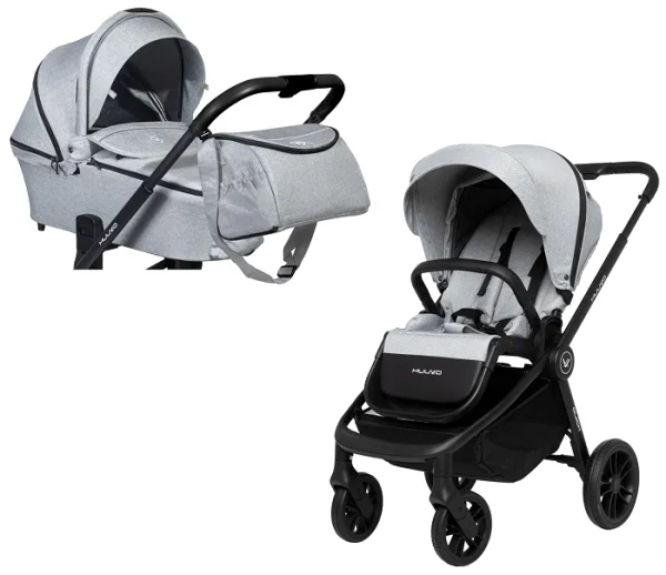 MUUVO Quick - wózek wielofunkcyjny, zestaw 2w1 z gondolą Quick 2.0 standard | Rocky Grey (+ ADAPTERY)