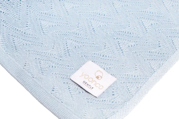 YOONCO Mgiełka - lekki kocyk bambusowy 80x100 cm | Ażur Niebieski