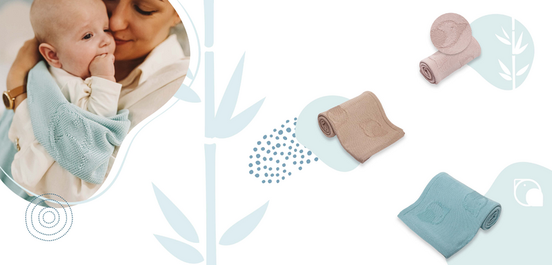 YOONCO Ptaszki - kocyk bambusowy 90x90 cm | Miętowy