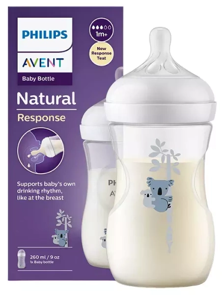 PHILIPS AVENT Natural Response - responsywna butelka antykolkowa 260 ml KOALA | 1 m+