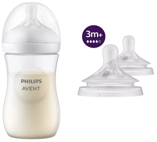 PHILIPS AVENT Natural Response - responsywna butelka antykolkowa 260 ml + smoczek 2 szt. | 3 m+