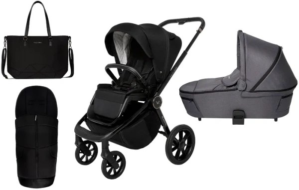 MUUVO Quick SE 2 - wózek wielofunkcyjny, zestaw 2w1 z gondolą Quick 3.0 | Chromium Black + Iron Graphite