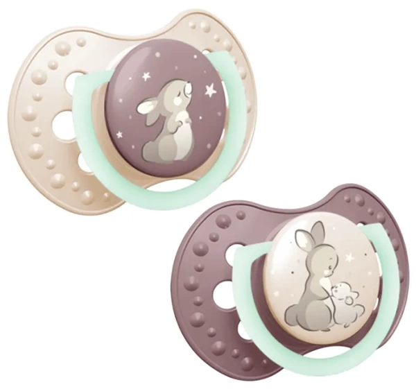 LOVI Night&Day - 2 x smoczek silikonowy dynamiczny 0-6 m | Rabbit
