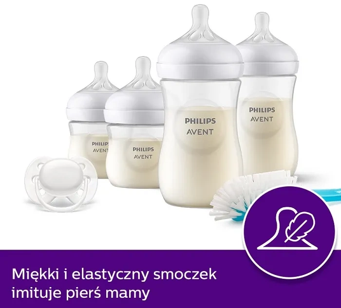 PHILIPS AVENT Natural Response - zestaw: 4 butelki + smoczek + szczotka | 0 m+