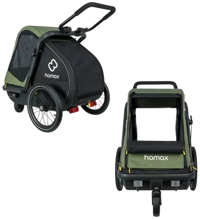 HAMAX Pluto M - przyczepka rowerowa dla psa do 35 kg | Green/Black
