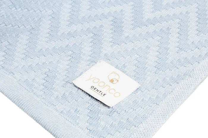 YOONCO Mgiełka - lekki kocyk bambusowy 80x100 cm | Jodełka Niebieski