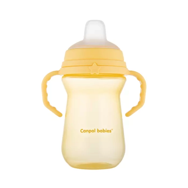 CANPOL BABIES - kubek z silikonowym ustnikiem FirstCup 250ml | żółty