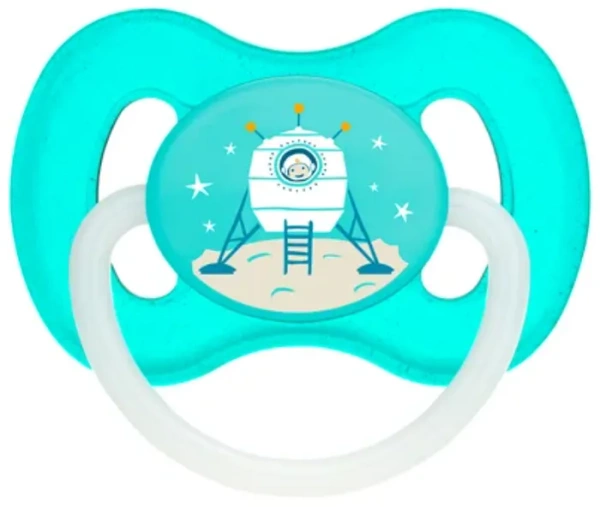 CANPOL BABIES Space - smoczek uspokajający kauczuk 6-18 m okrągły | Niebieski