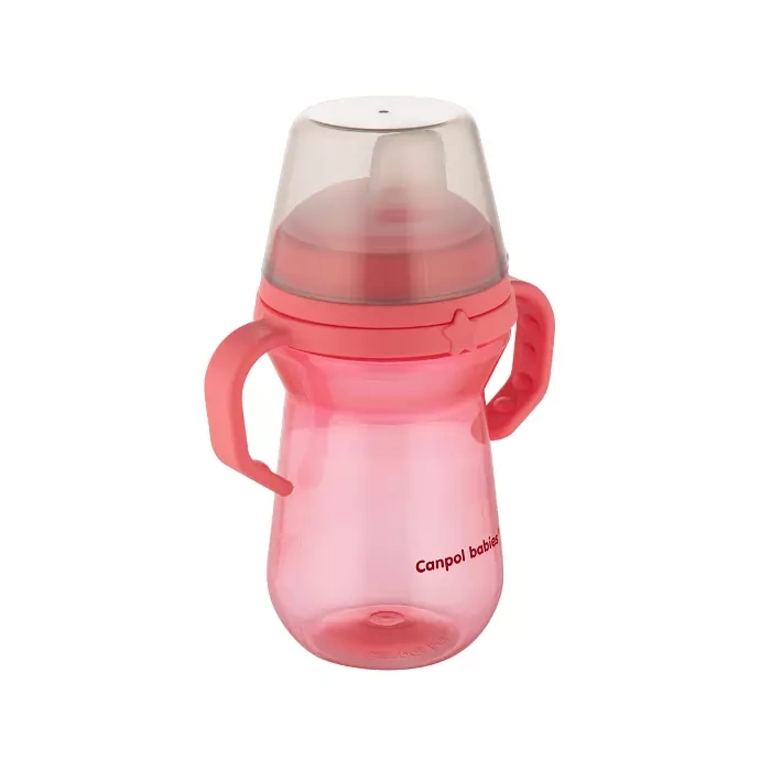 CANPOL BABIES - kubek z silikonowym ustnikiem FirstCup 250ml | różowy
