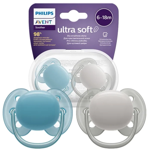 PHILIPS AVENT Ultra Soft - smoczek ortodontyczny 2 szt. | 6-18 m